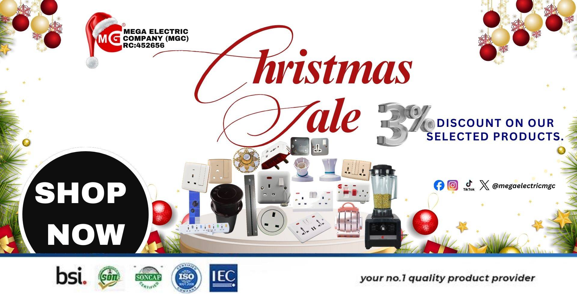MEGA ELECTRIC 2025 CHRISTMAS SALES BANNER